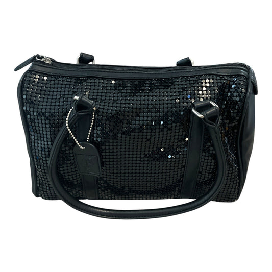 Lancome Black Metallic Mesh Satchel Bag – “Designed Exclusively for Lancome” – Glossy Faux Leather Trim