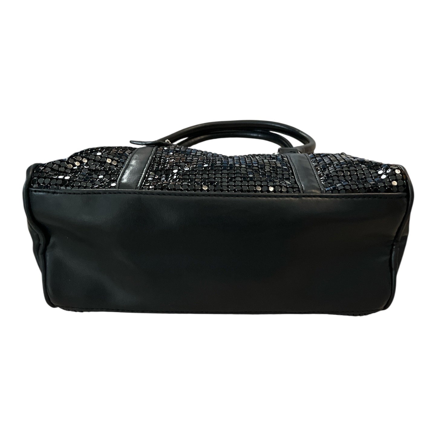 Lancome Black Metallic Mesh Satchel Bag – “Designed Exclusively for Lancome” – Glossy Faux Leather Trim
