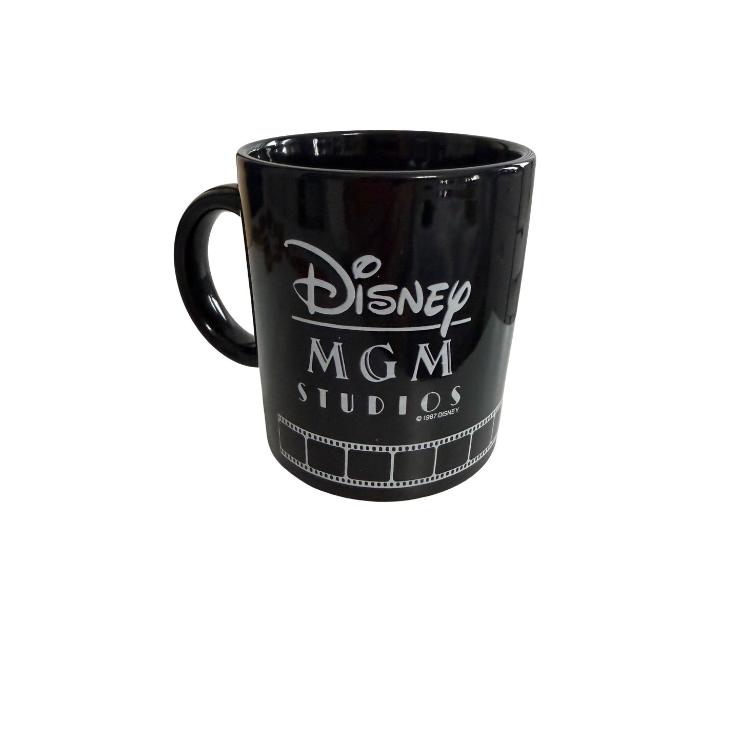 Vintage Disney MGM Studios Black Coffee Mug Mickey Movie Camera Walt Disney World