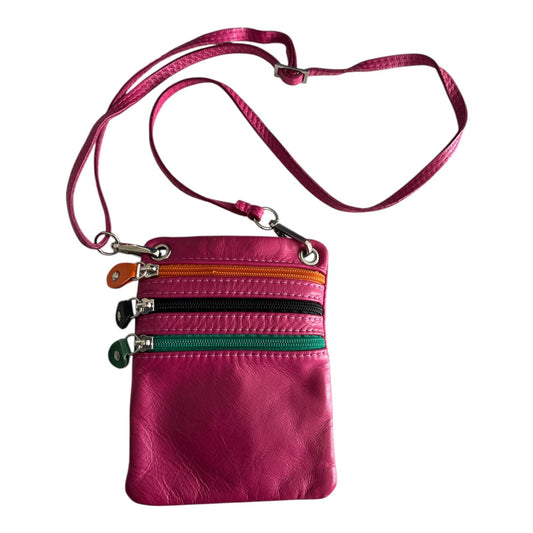 Genuine Leather Multicolor Zip Crossbody Bag Made in Italy