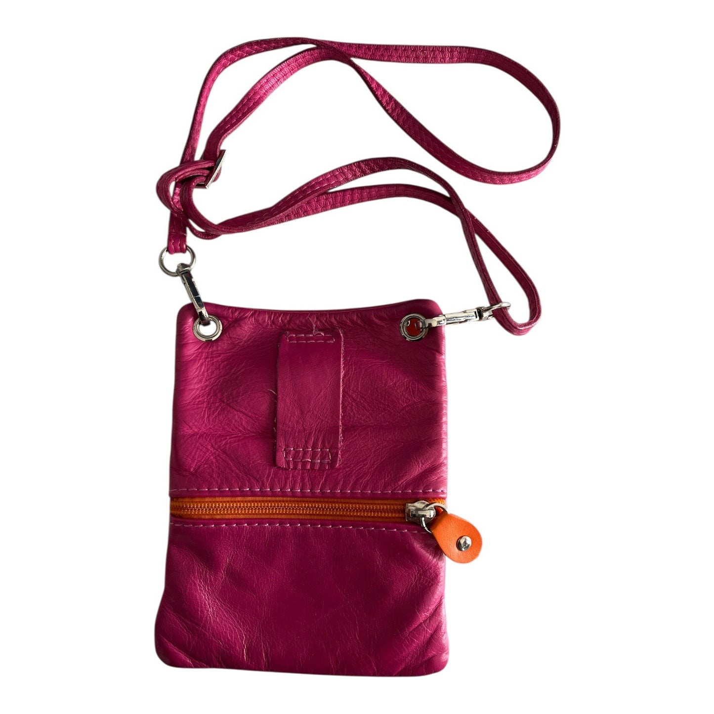 Genuine Leather Multicolor Zip Crossbody Bag Made in Italy