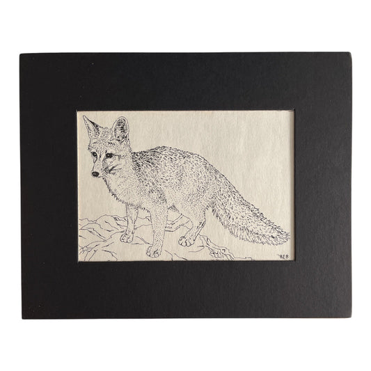 Vintage Original Pen-and-Ink Fox Drawing – Signed “BEB”