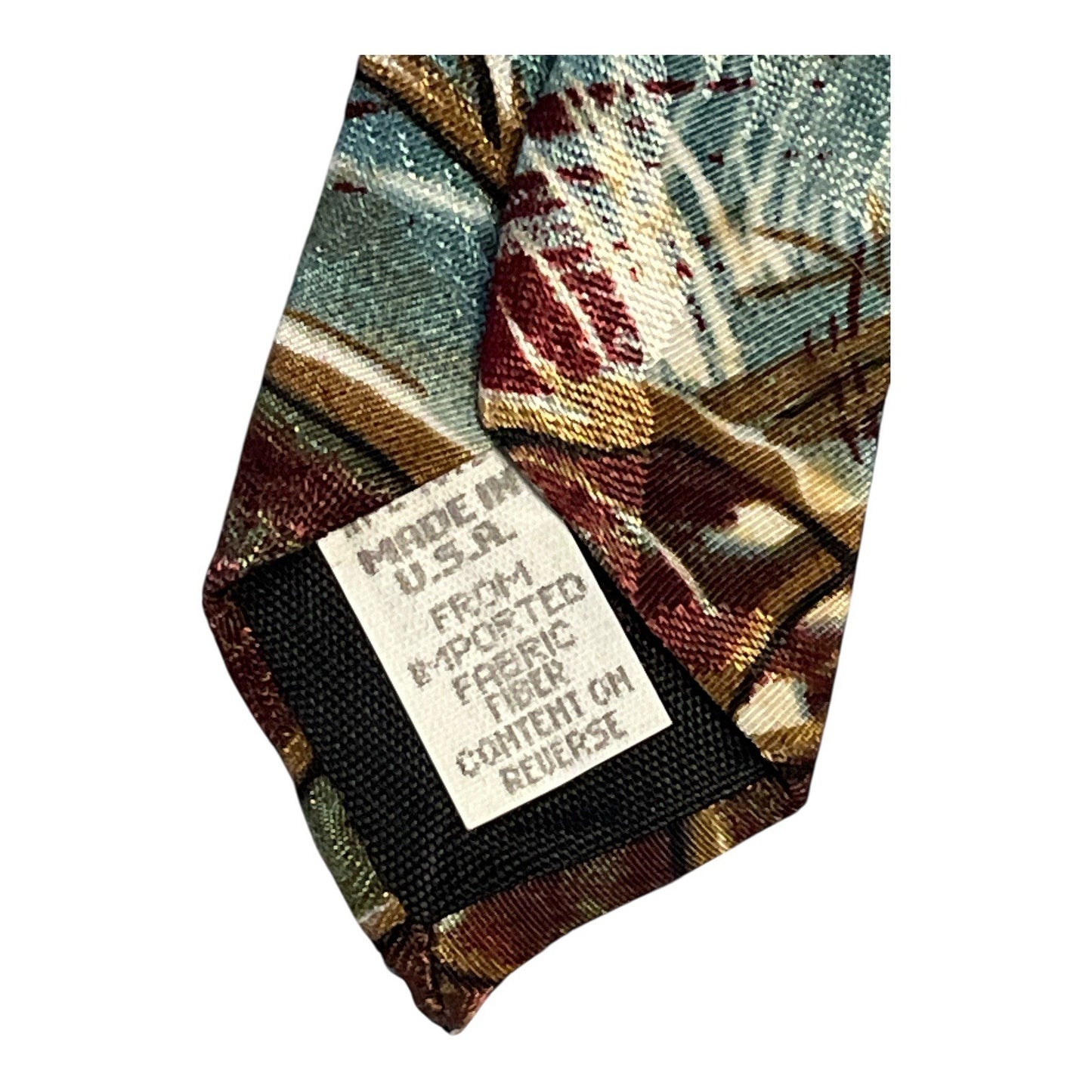 Vtg Reed & James Leopard Print Necktie Burgundy Wildlife Animal Tie USA