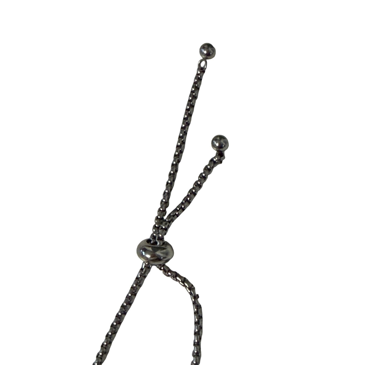 Hematite Heart & Star Beaded Bolo Bracelet Adjustable Gunmetal Silver Tone