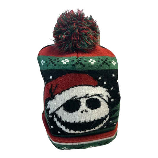 Disney Tim Burton's The Nightmare Before Christmas Jack Skellington Santa Pom Pom Beanie Hat