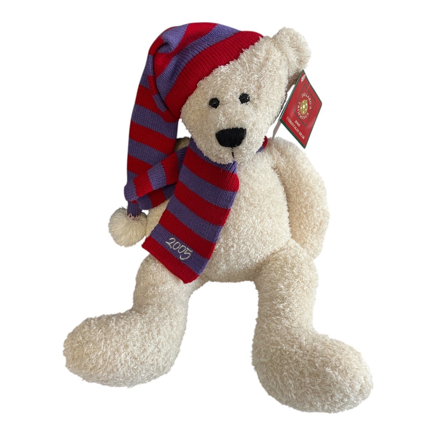 Dillard’s Trimmings 2005 Christmas Bear Plush Holiday Teddy Weighted 19in