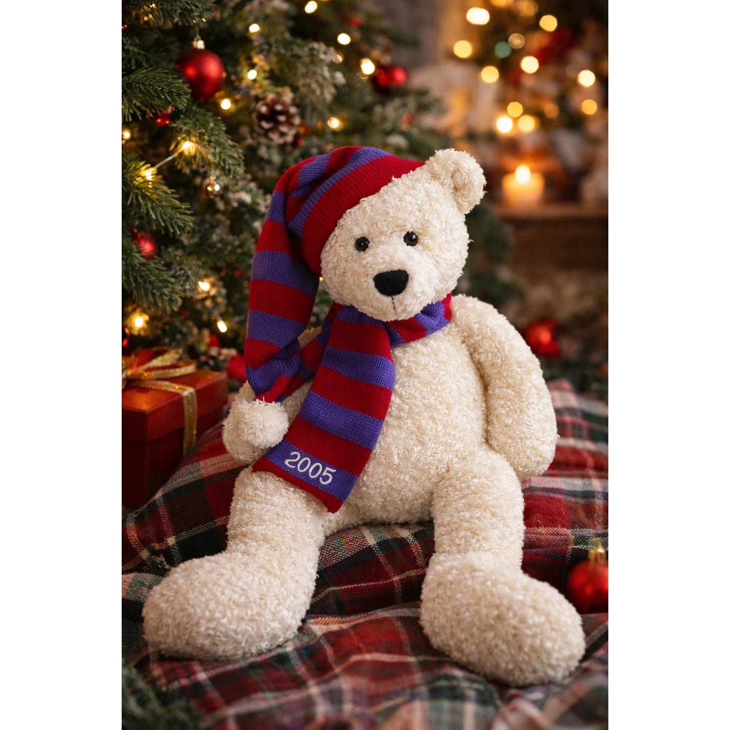 Dillard’s Trimmings 2005 Christmas Bear Plush Holiday Teddy Weighted 19in