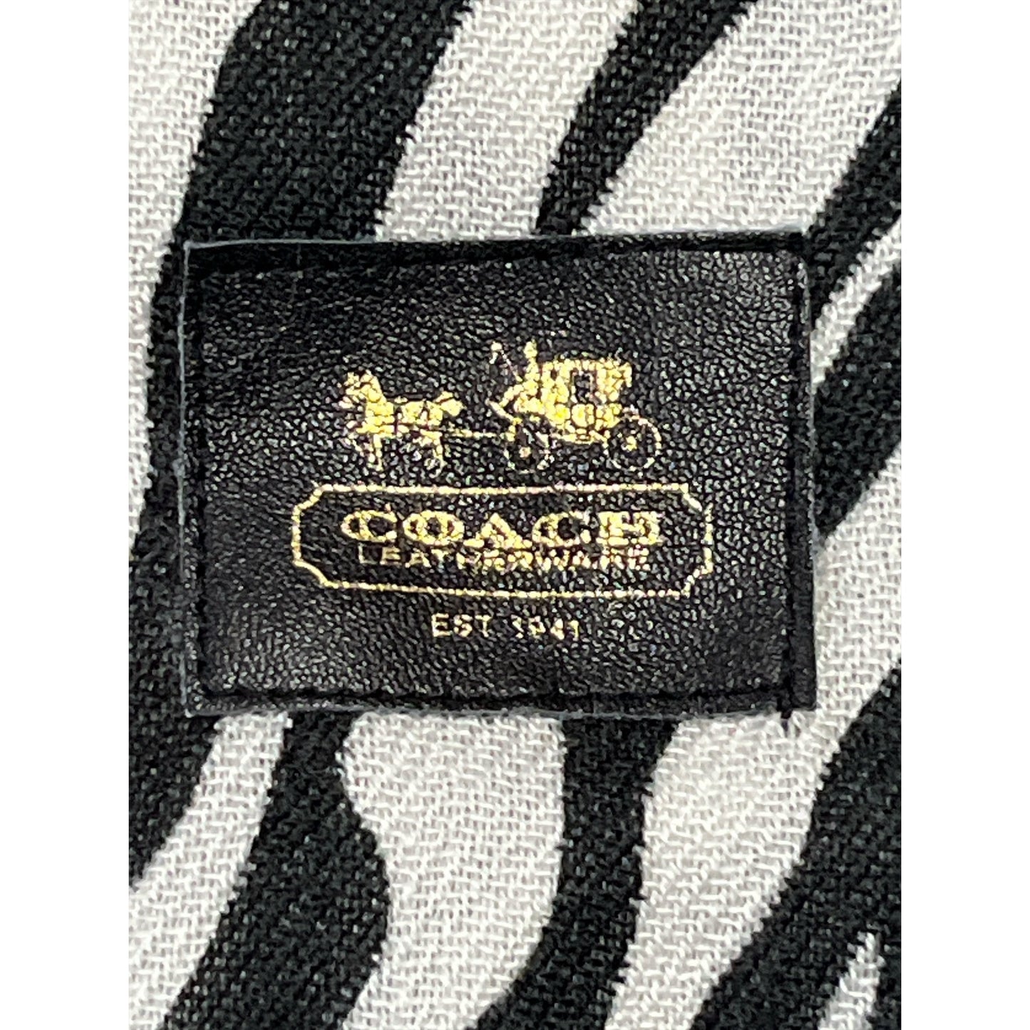 Coach Zebra Print Fringe Scarf – Black & White Animal Print – 74" x 26"