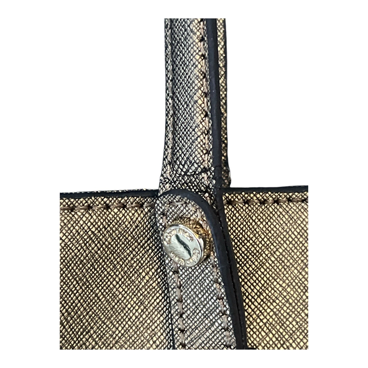Calvin Klein Metallic Gold Saffiano Leather Tote Bag – 10 x 15 x 4 in – 10” Drop