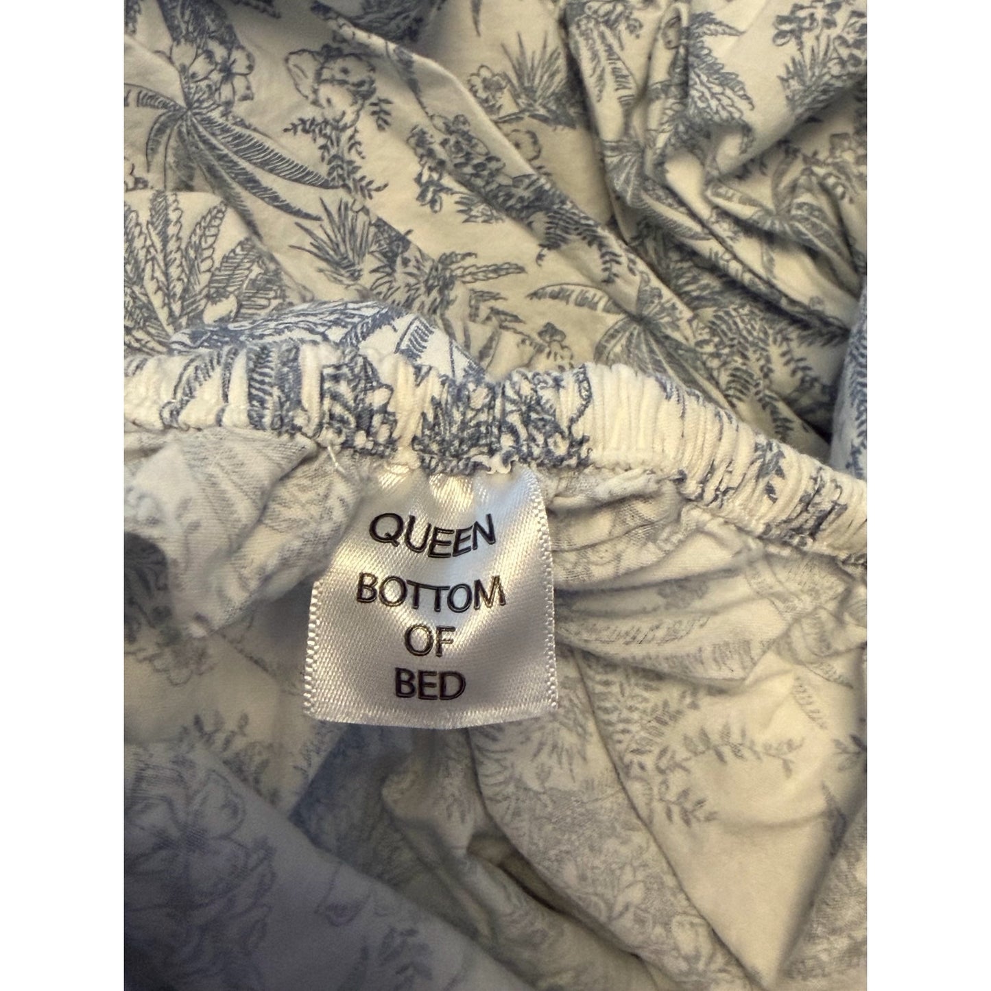 Tommy Bahama Home Queen Flat Fitted Sheet Standard Sham 20x26 Blue White Tropical Cotton
