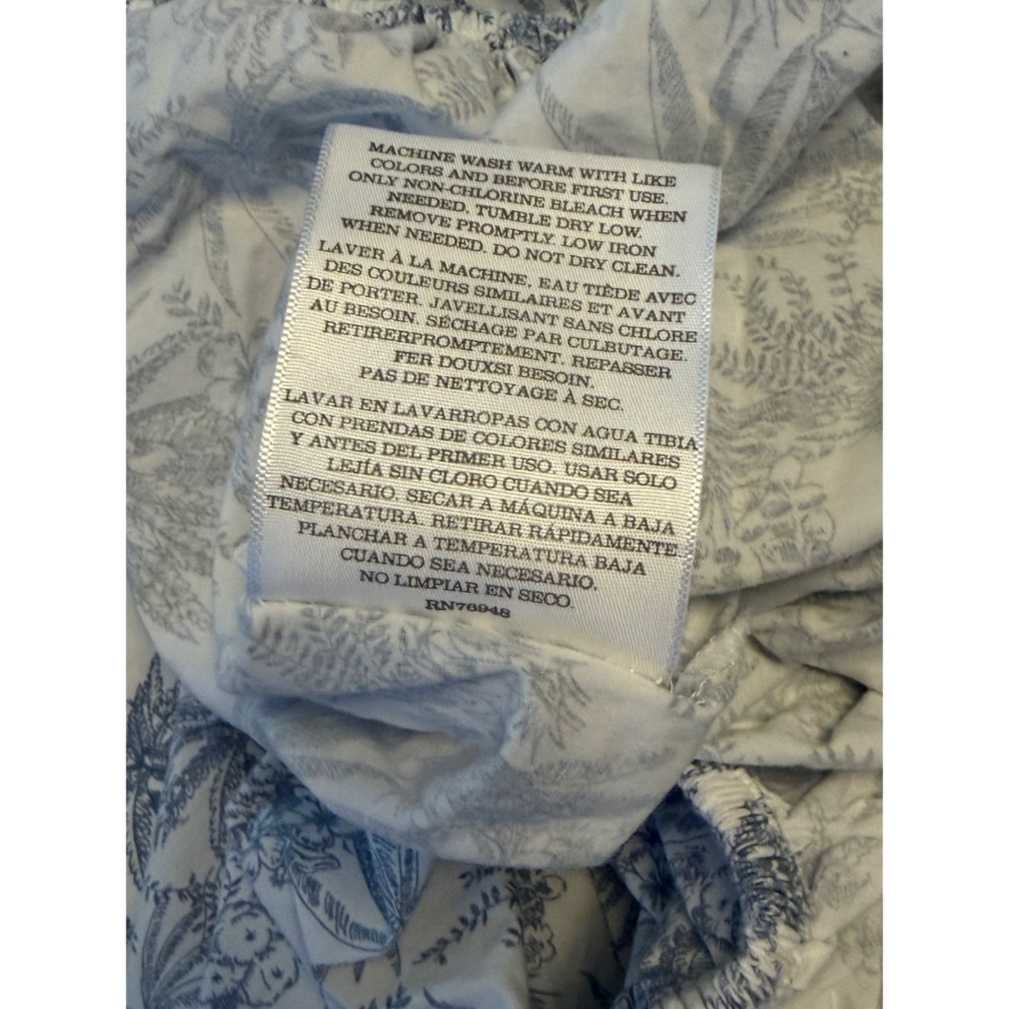 Tommy Bahama Home Queen Flat Fitted Sheet Standard Sham 20x26 Blue White Tropical Cotton