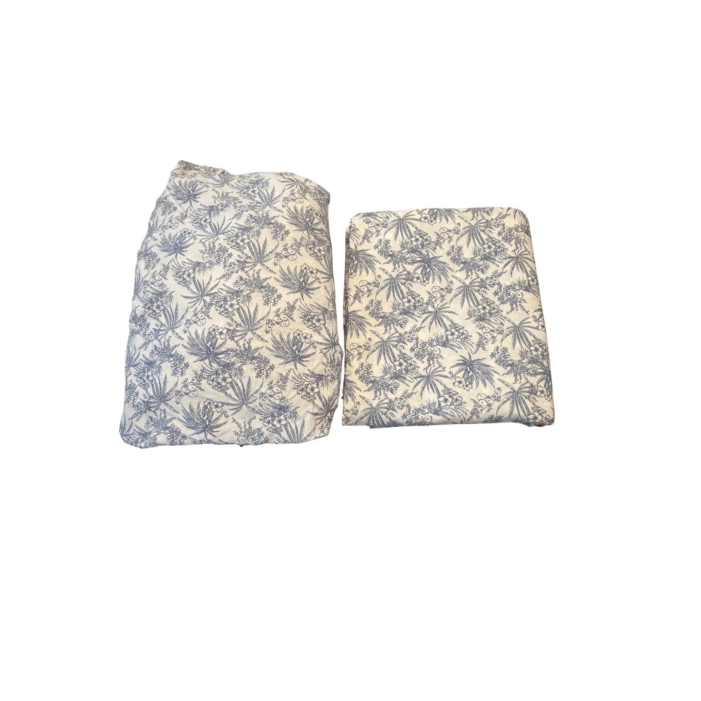 Tommy Bahama Home Queen Flat Fitted Sheet Standard Sham 20x26 Blue White Tropical Cotton