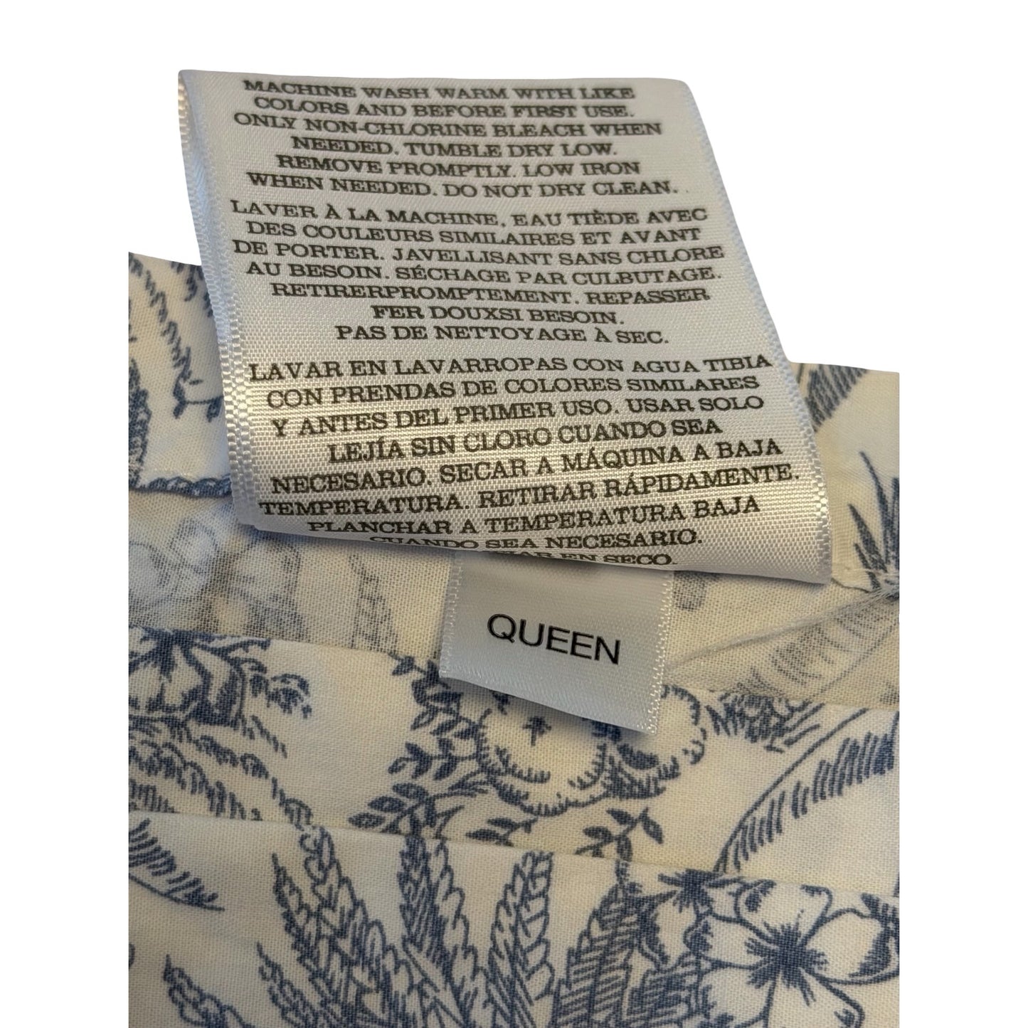 Tommy Bahama Home Queen Flat Fitted Sheet Standard Sham 20x26 Blue White Tropical Cotton