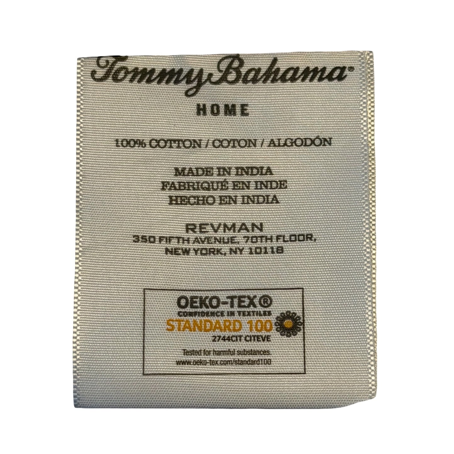 Tommy Bahama Home Queen Flat Fitted Sheet Standard Sham 20x26 Blue White Tropical Cotton