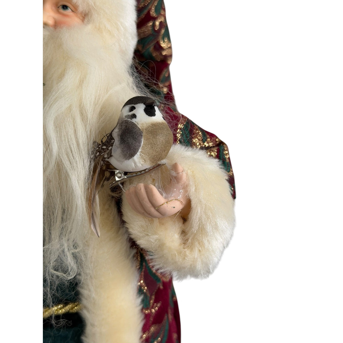 Vintage 1995–2005 Old World Santa Father Christmas Bird Brocade 15 Inch