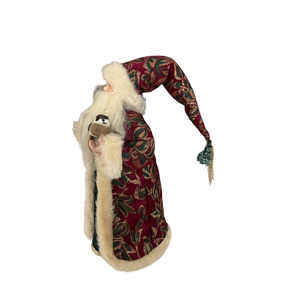 Vintage 1995–2005 Old World Santa Father Christmas Bird Brocade 15 Inch