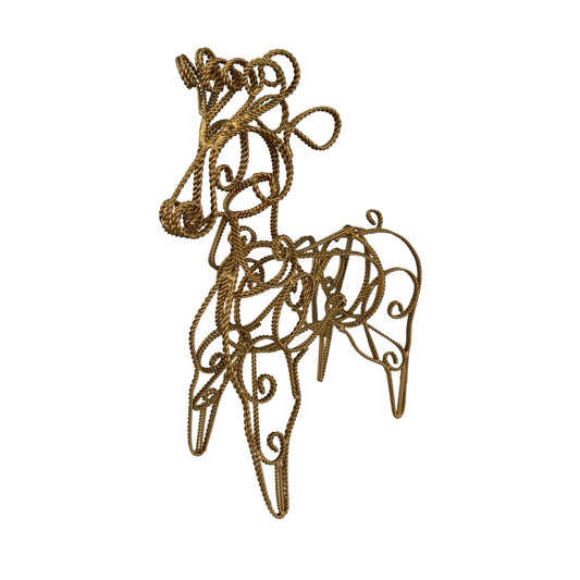 Rope Wire Reindeer Sculpture Figurine Rustic Metal Reindeer Holiday Decor