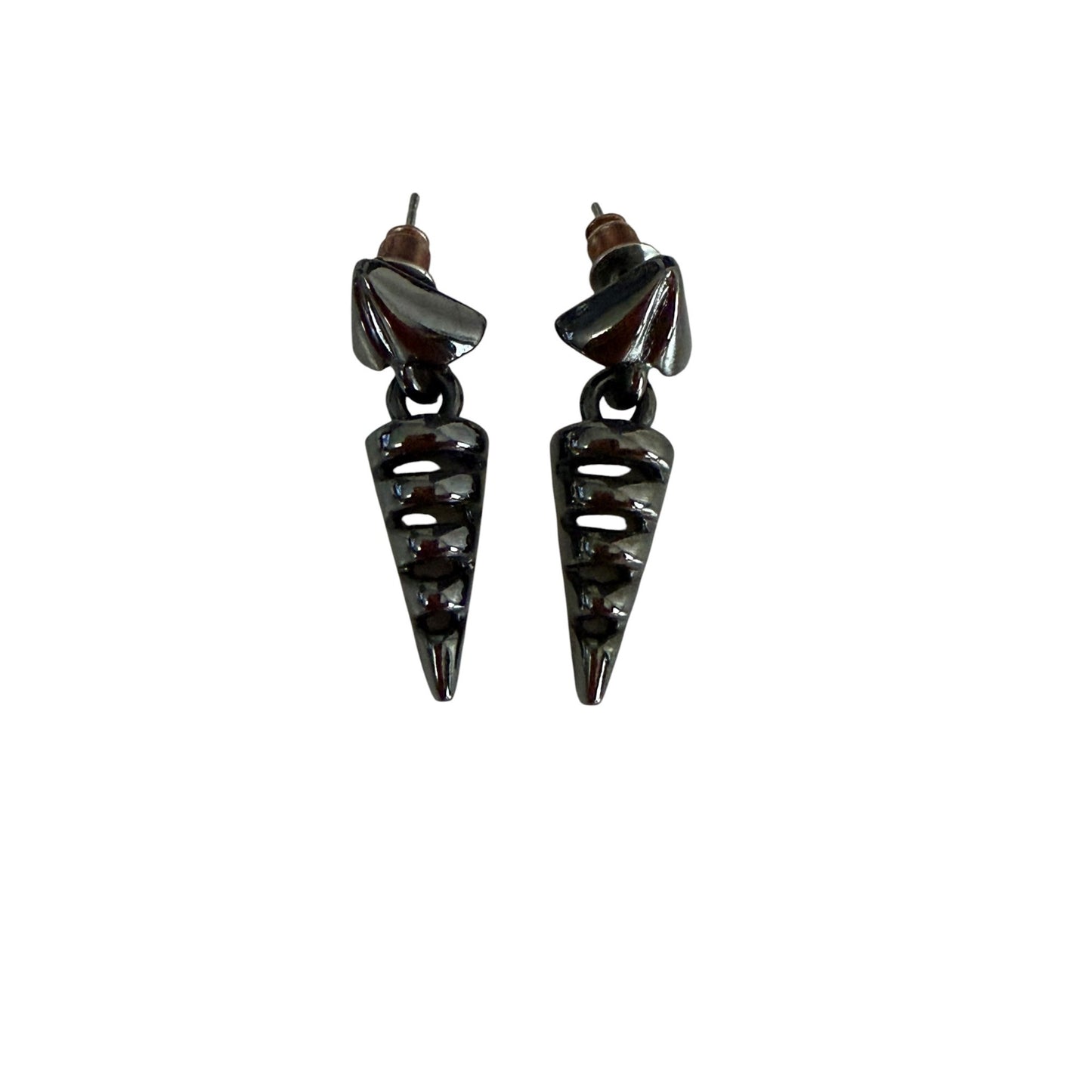 Vintage Black Gunmetal Geometric Dangle Earrings Modern Openwork Statement Jewelry