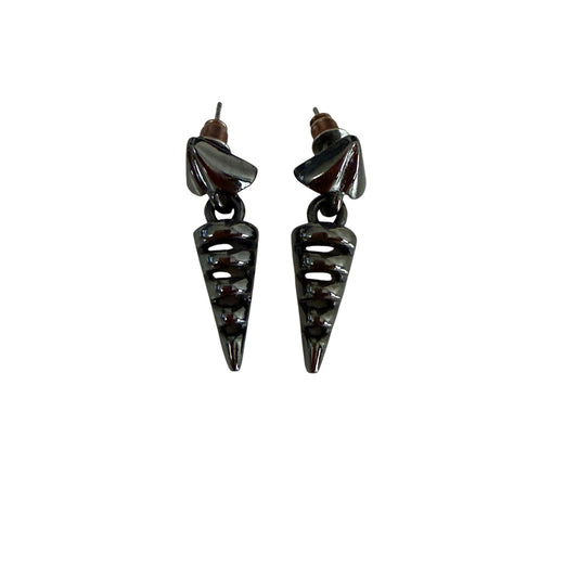 Vintage Black Gunmetal Geometric Dangle Earrings Modern Openwork Statement Jewelry
