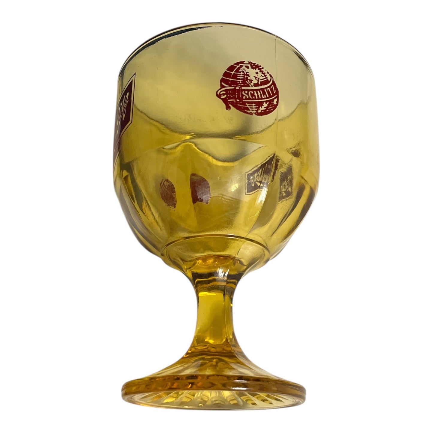 Vintage Schlitz Beer Goblet – Amber Glass Pedestal Logo Chalice