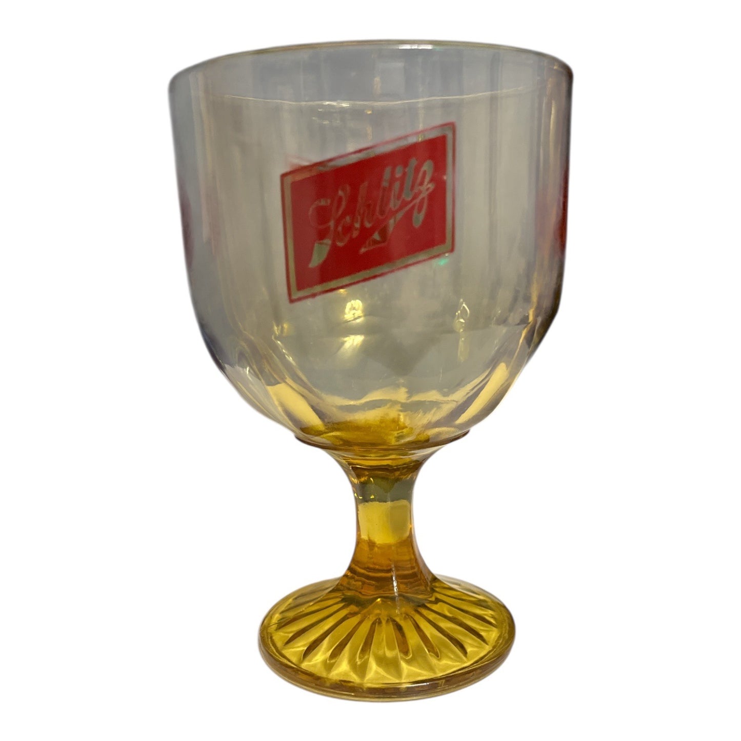 Vintage Schlitz Beer Goblet – Amber Glass Pedestal Logo Chalice