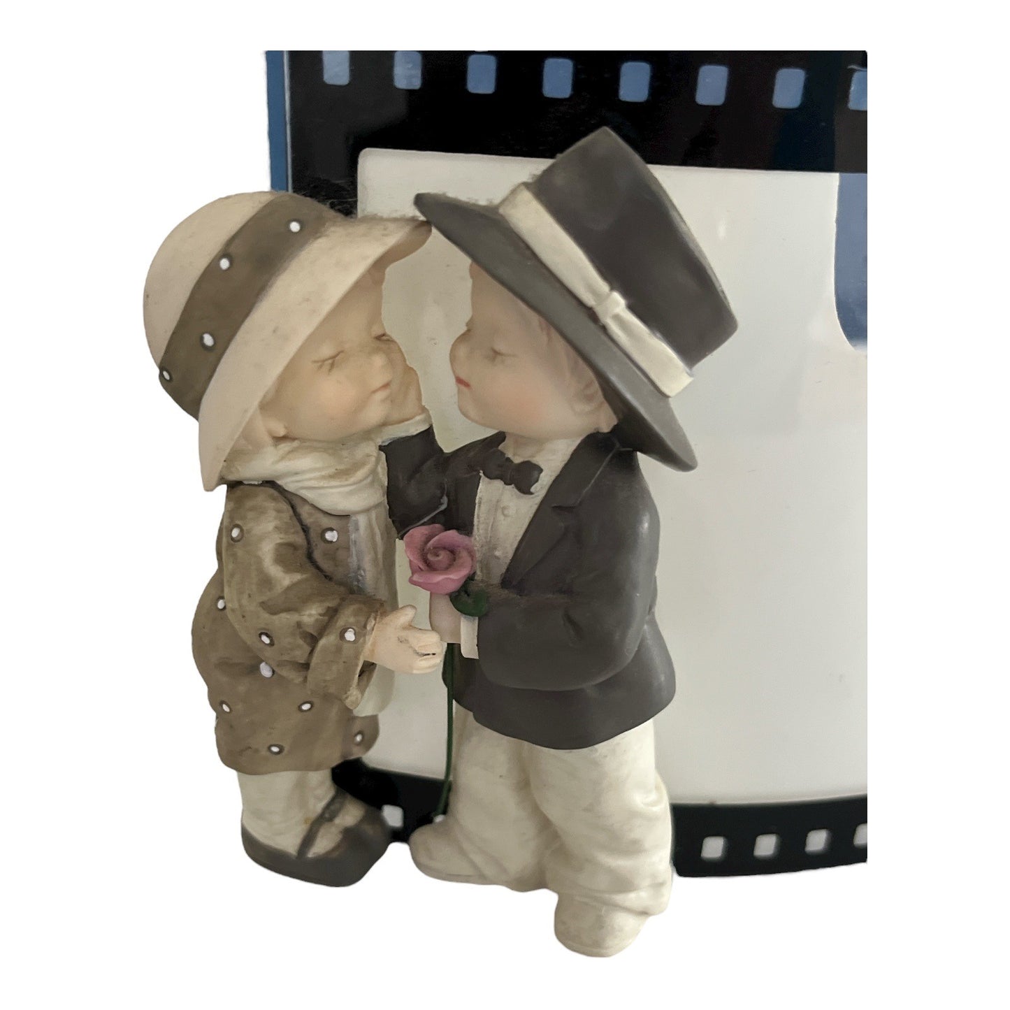 1997 Enesco Alaska Momma Bahner Studios Filmstrip Photo Frame – Kissing Kids Figurine