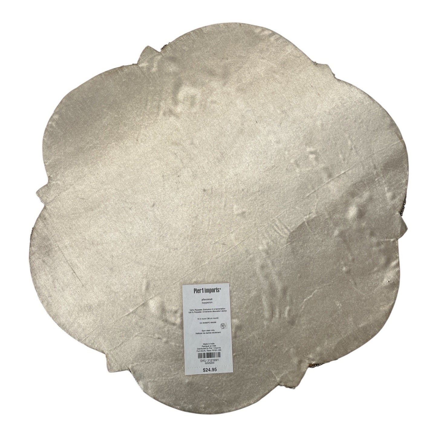 Pier 1 Imports Beaded Mandala Placemats Set of 4 Gold Silver Round Table Decor