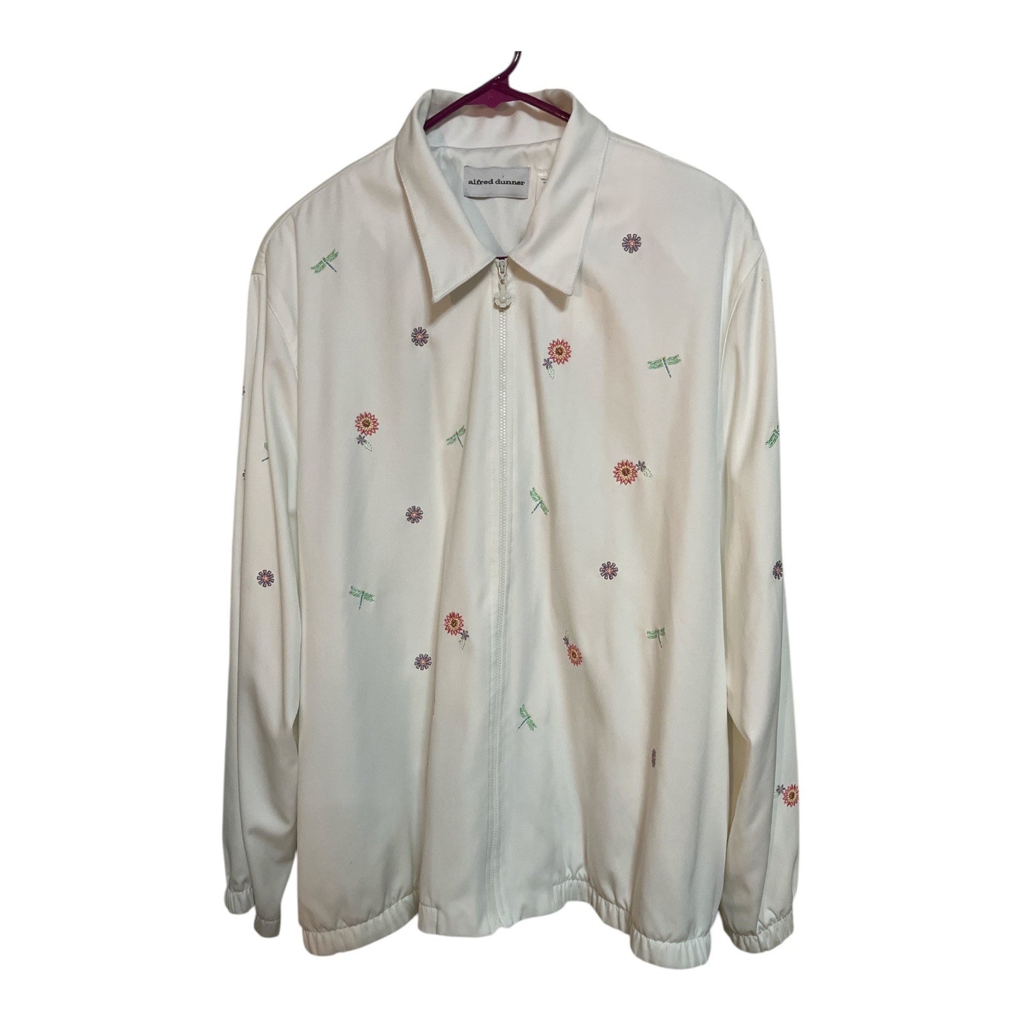 Alfred Dunner Women’s Size 20 Cream Floral Embroidered Half-Zip Jacket