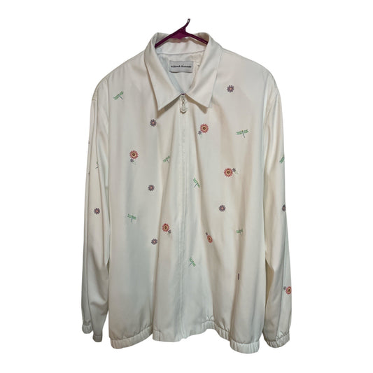 Alfred Dunner Women’s Size 20 Cream Floral Embroidered Half-Zip Jacket