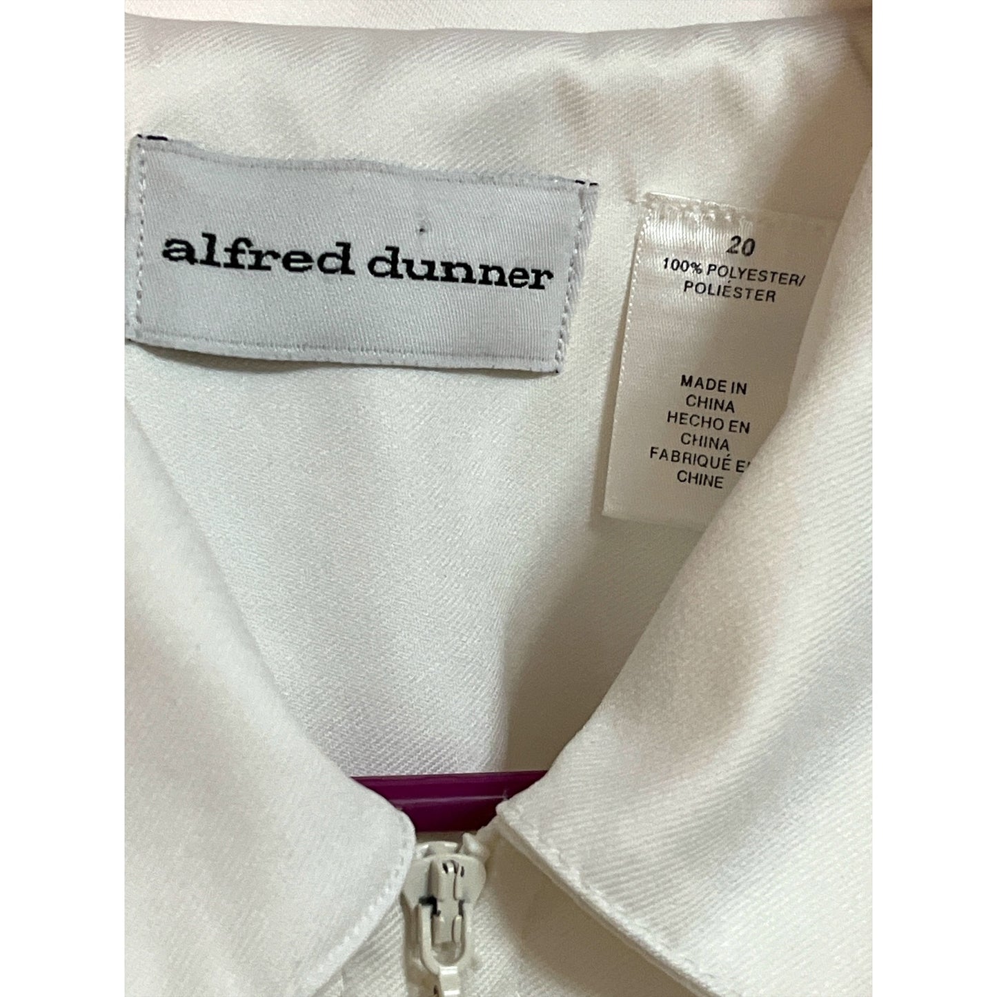 Alfred Dunner Women’s Size 20 Cream Floral Embroidered Half-Zip Jacket
