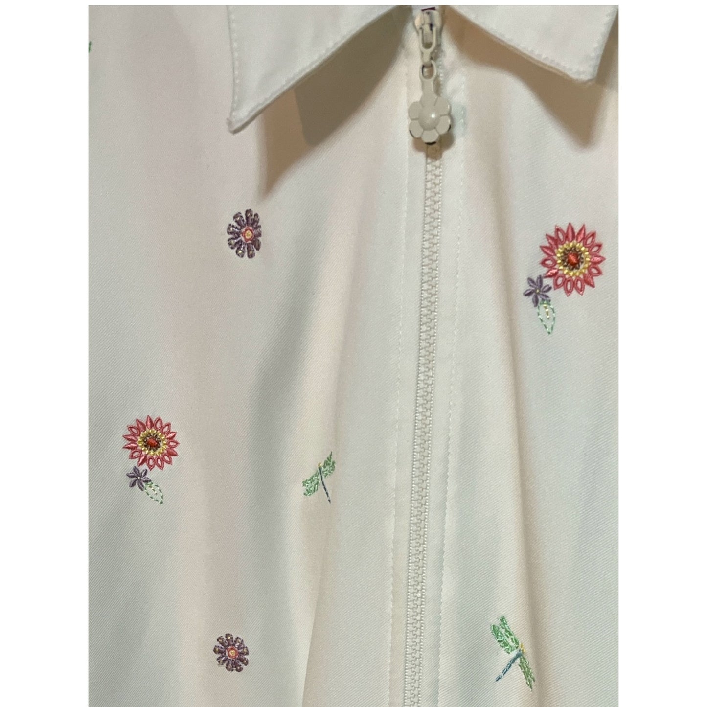 Alfred Dunner Women’s Size 20 Cream Floral Embroidered Half-Zip Jacket