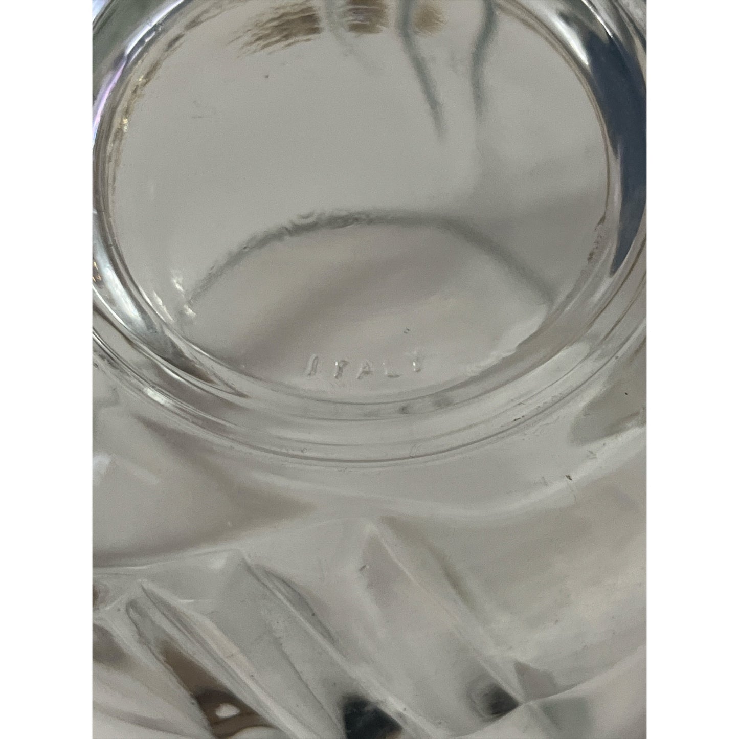 Vintage Italian Glass Ice Bucket with Brass Handle Mid Century Barware