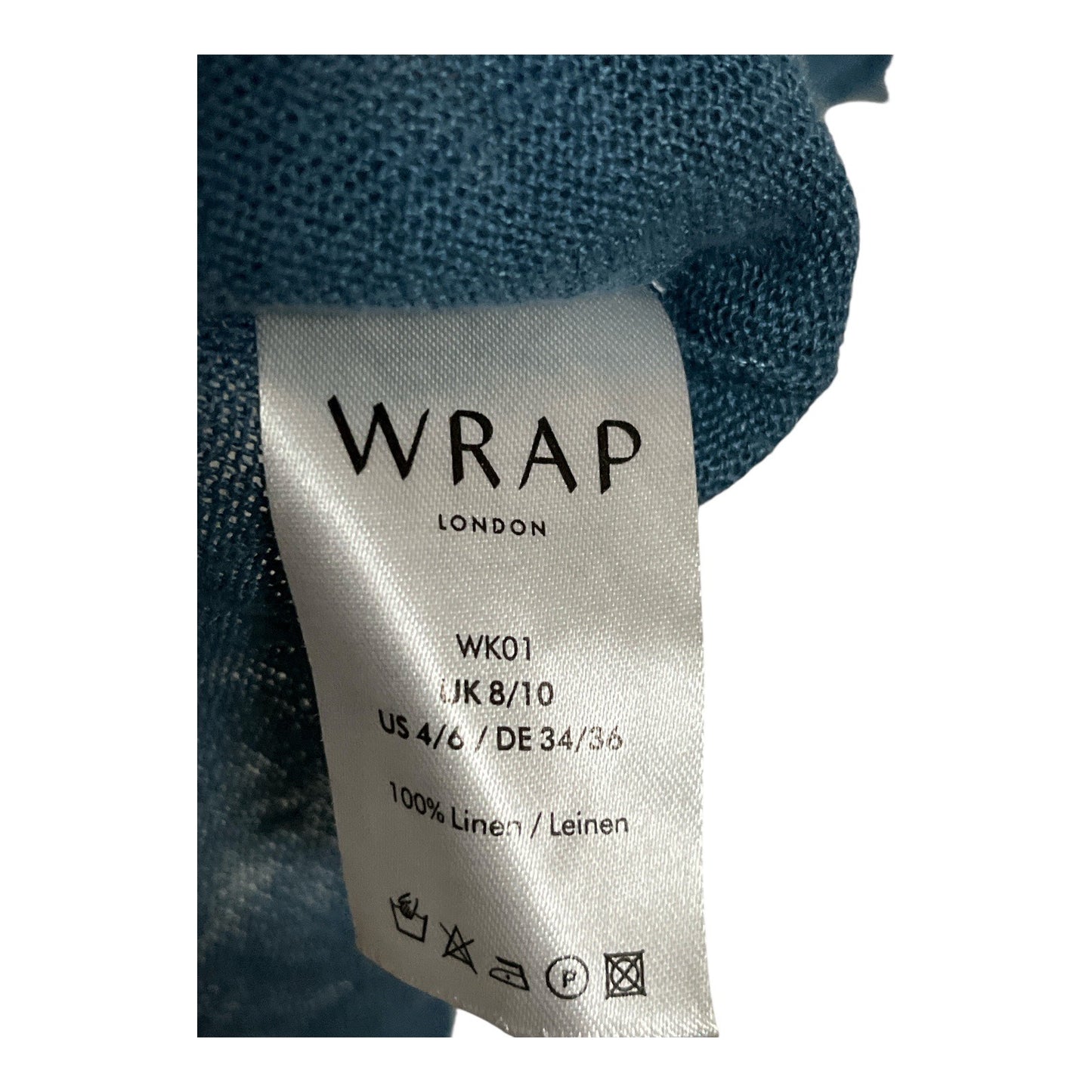 Wrap London Women’s Size US 4/6 Teal 100% Linen Hooded Button Front Cardigan