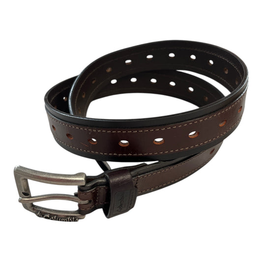 Y2K Columbia Genuine Leather Belt Dark Brown Size M 34–36