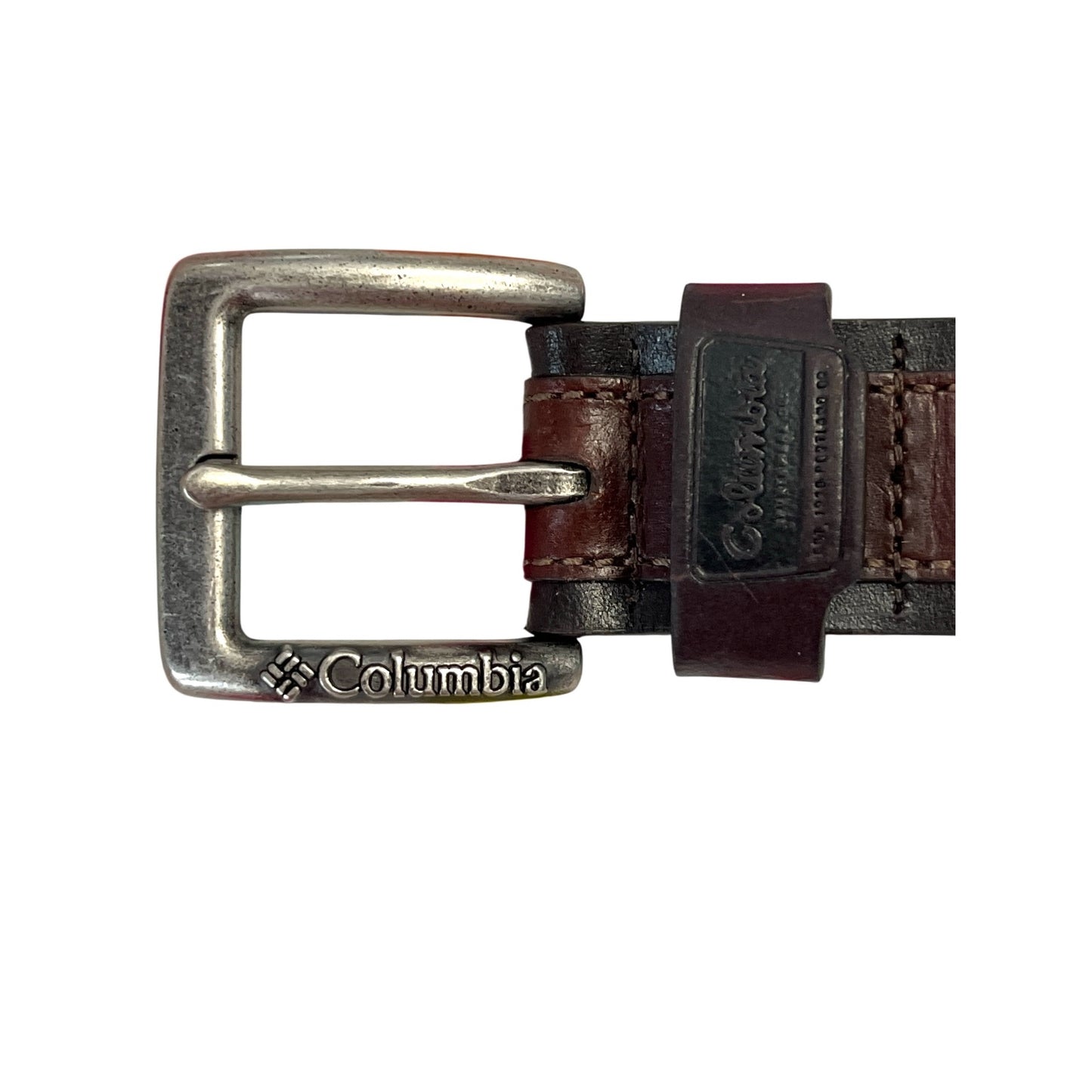 Y2K Columbia Genuine Leather Belt Dark Brown Size M 34–36