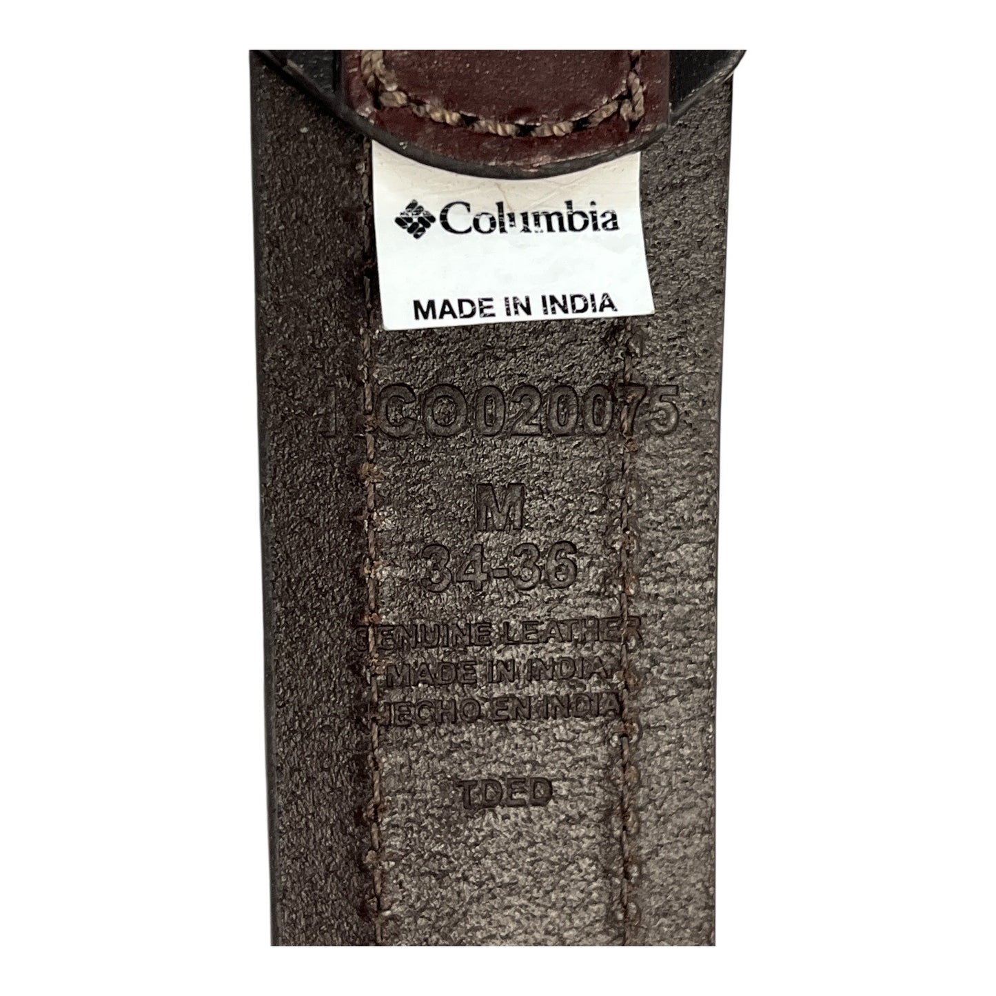 Y2K Columbia Genuine Leather Belt Dark Brown Size M 34–36