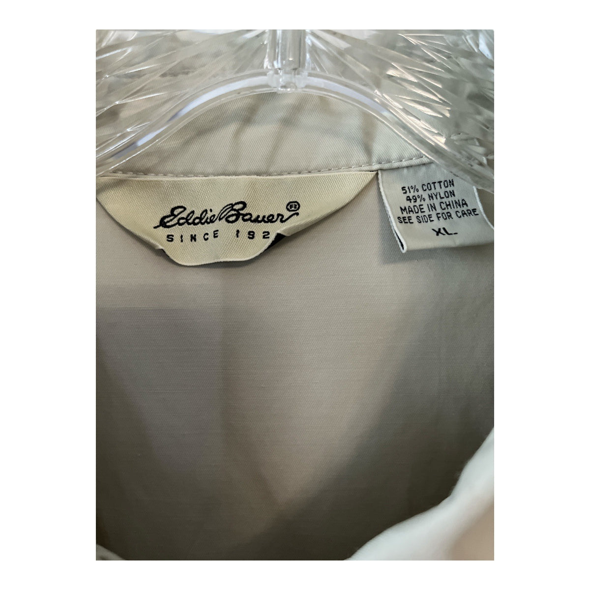 Eddie Bauer Men’s XL Beige Cotton Nylon Lightweight Zip Jacket