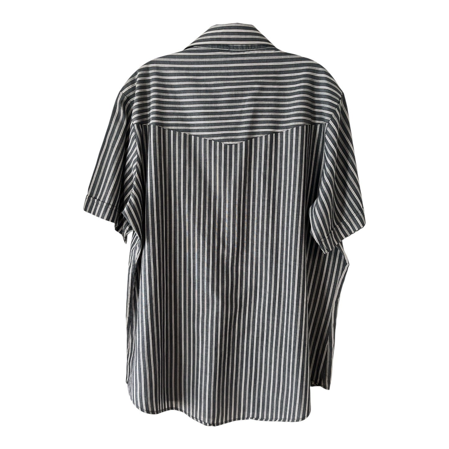 Ely Cattleman Men's Western Shirt L | Black Gray White Stripe Snap Button | 50” Chest