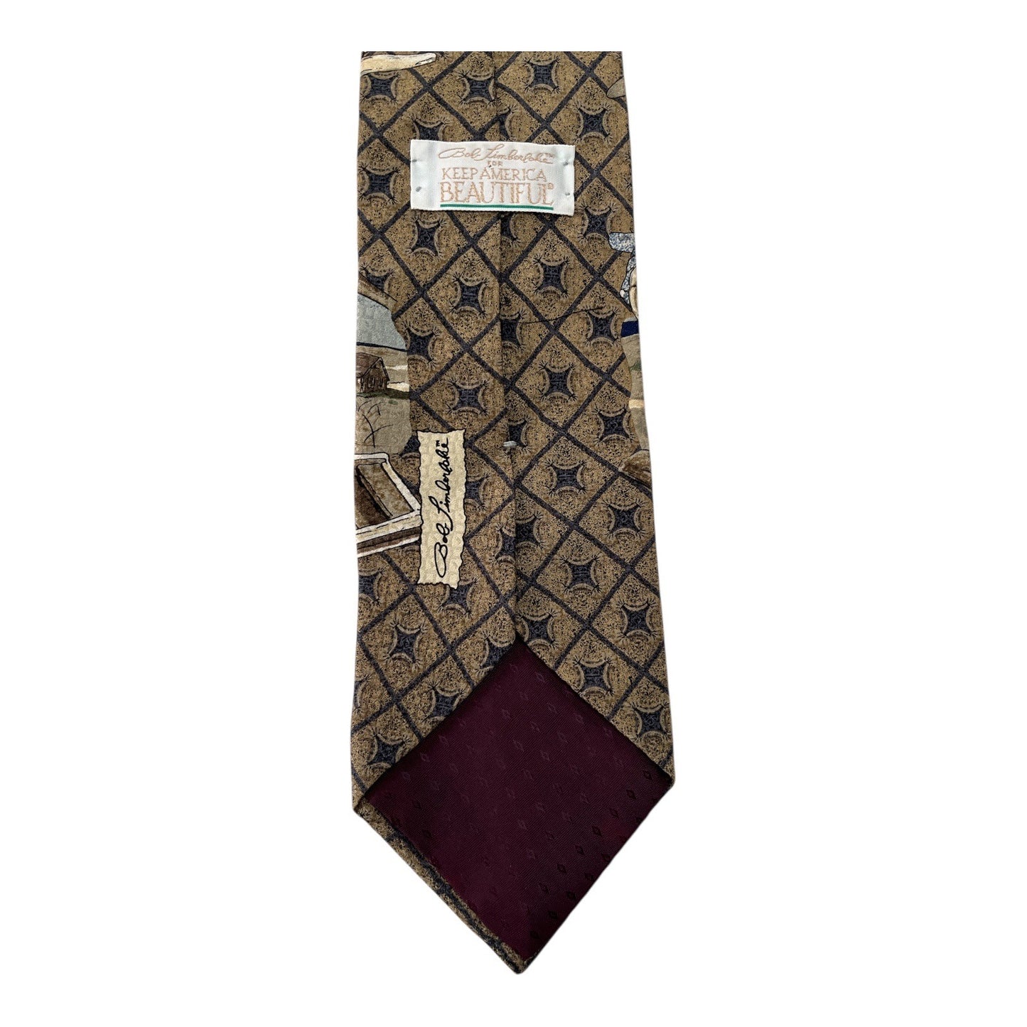 Bob Timberlake Bee Line Silk Necktie Americana Boats Scenic USA