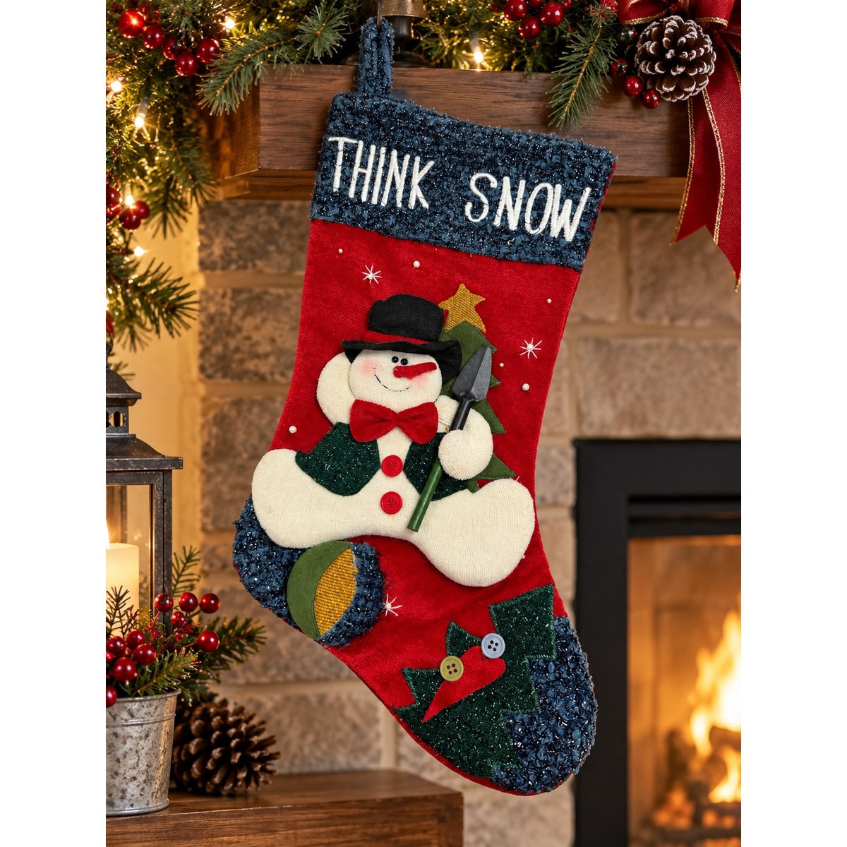 Dan Dee Collector’s Choice Think Snow Snowman Christmas Stocking 17” 3D Plush