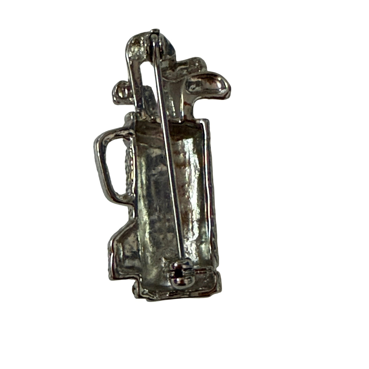 Vintage Rhinestone Golf Bag Brooch Pink Purple Stones Silver Tone 1.5 Inch