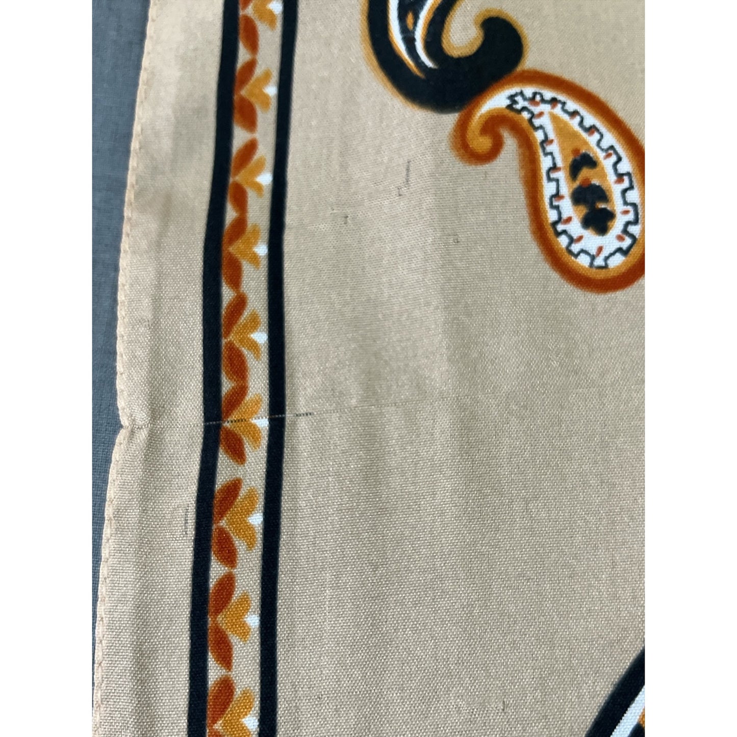 Vintage Karina Paisley Scarf – Tan, Brown & Black Rectangular Neck Scarf