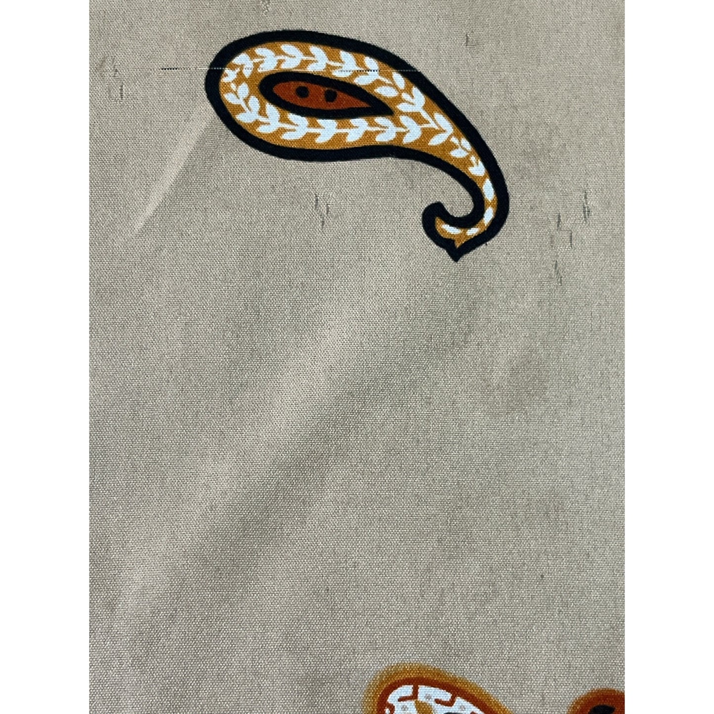 Vintage Karina Paisley Scarf – Tan, Brown & Black Rectangular Neck Scarf