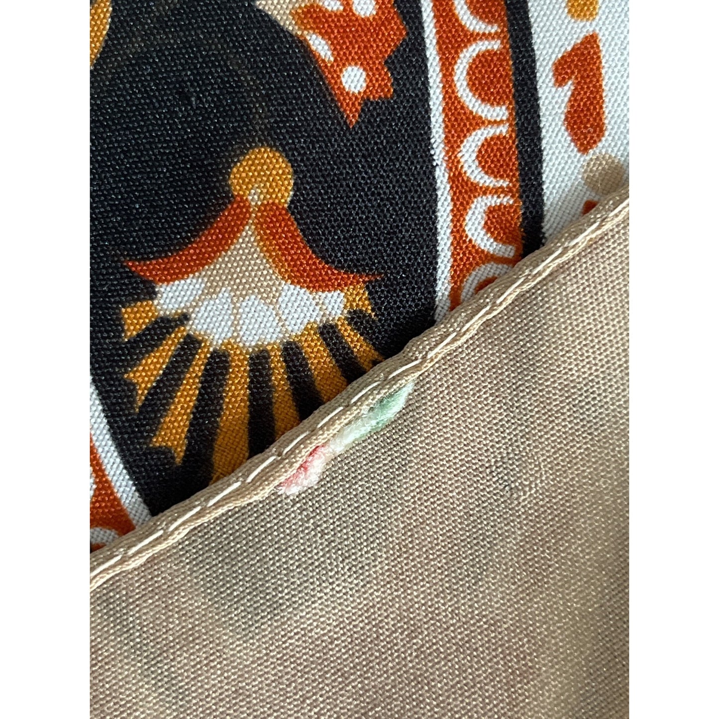 Vintage Karina Paisley Scarf – Tan, Brown & Black Rectangular Neck Scarf