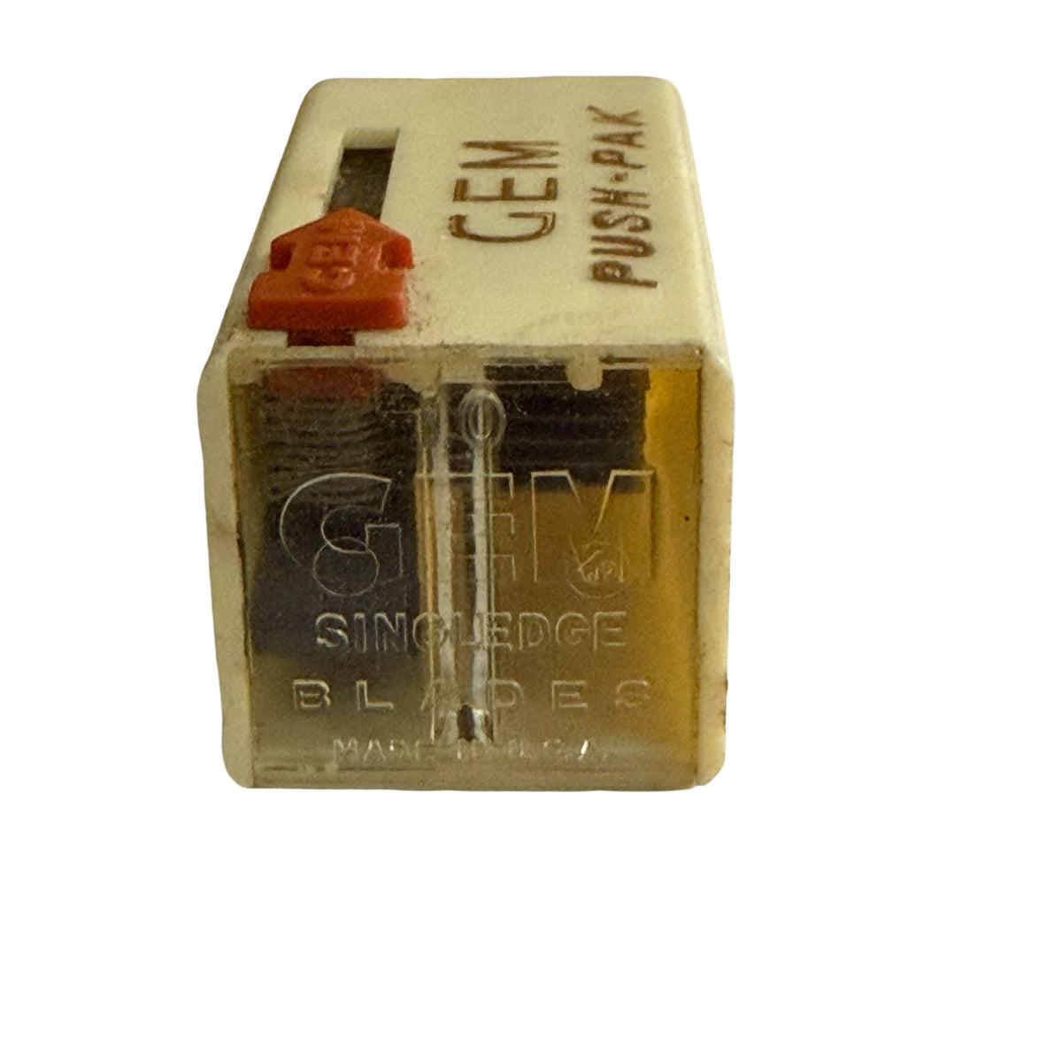 Vintage 1949 GEM Push-Pak Single Edge Razor Blade Dispenser With Blades