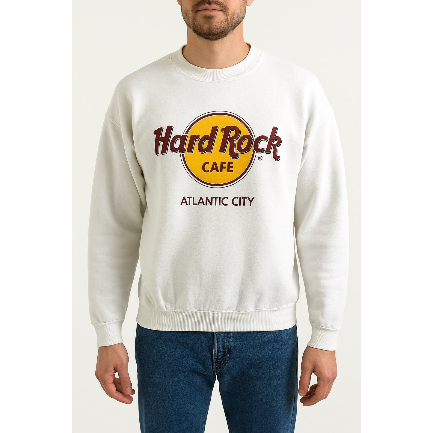 Vintage Hard Rock Cafe Atlantic City Sweatshirt White XL 50/50 Crewneck
