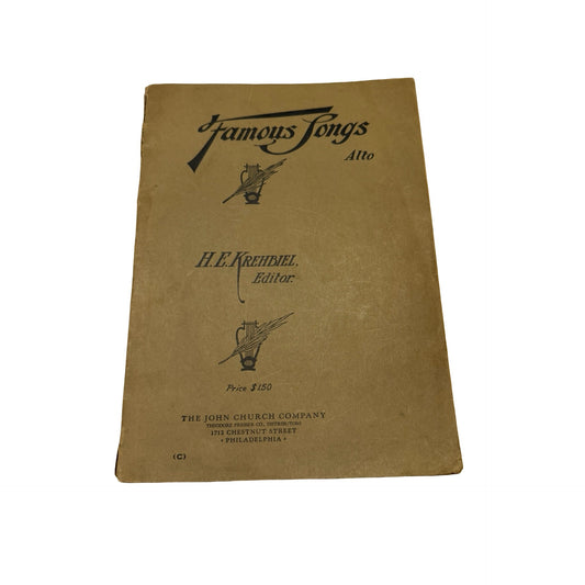 Antique Famous Songs Alto Vocal Sheet Music Collection H E Krehbiel John Church