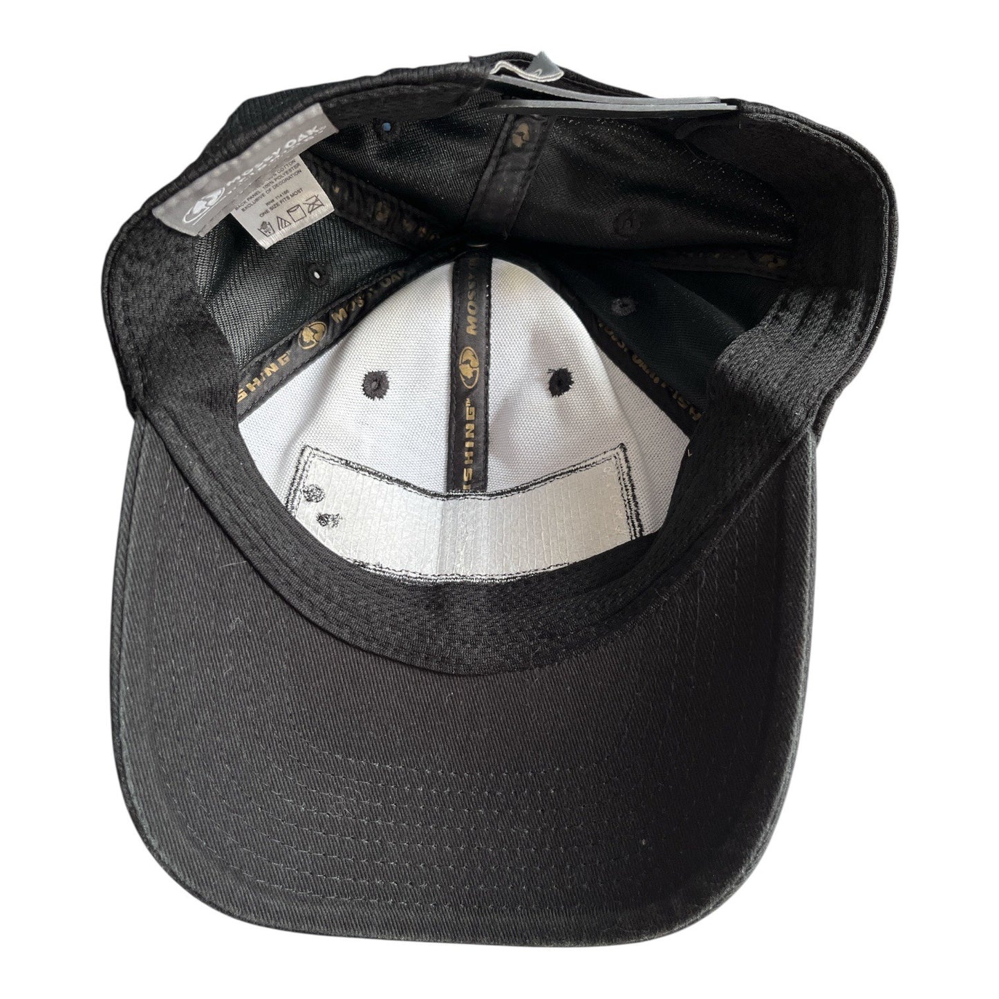Mossy Oak Fishing Black Adjustable Snapback Hat with Raised Silicone Logo – Read