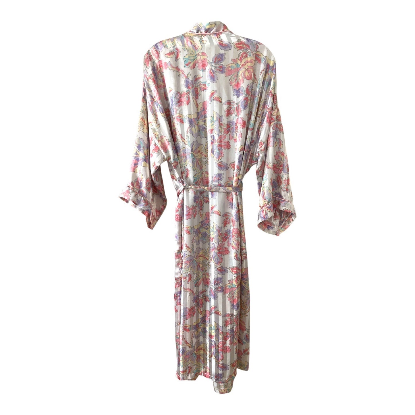 Vintage Y2K Circa 2000 Floral Satiny Kimono Robe Made in USA XL-XXL