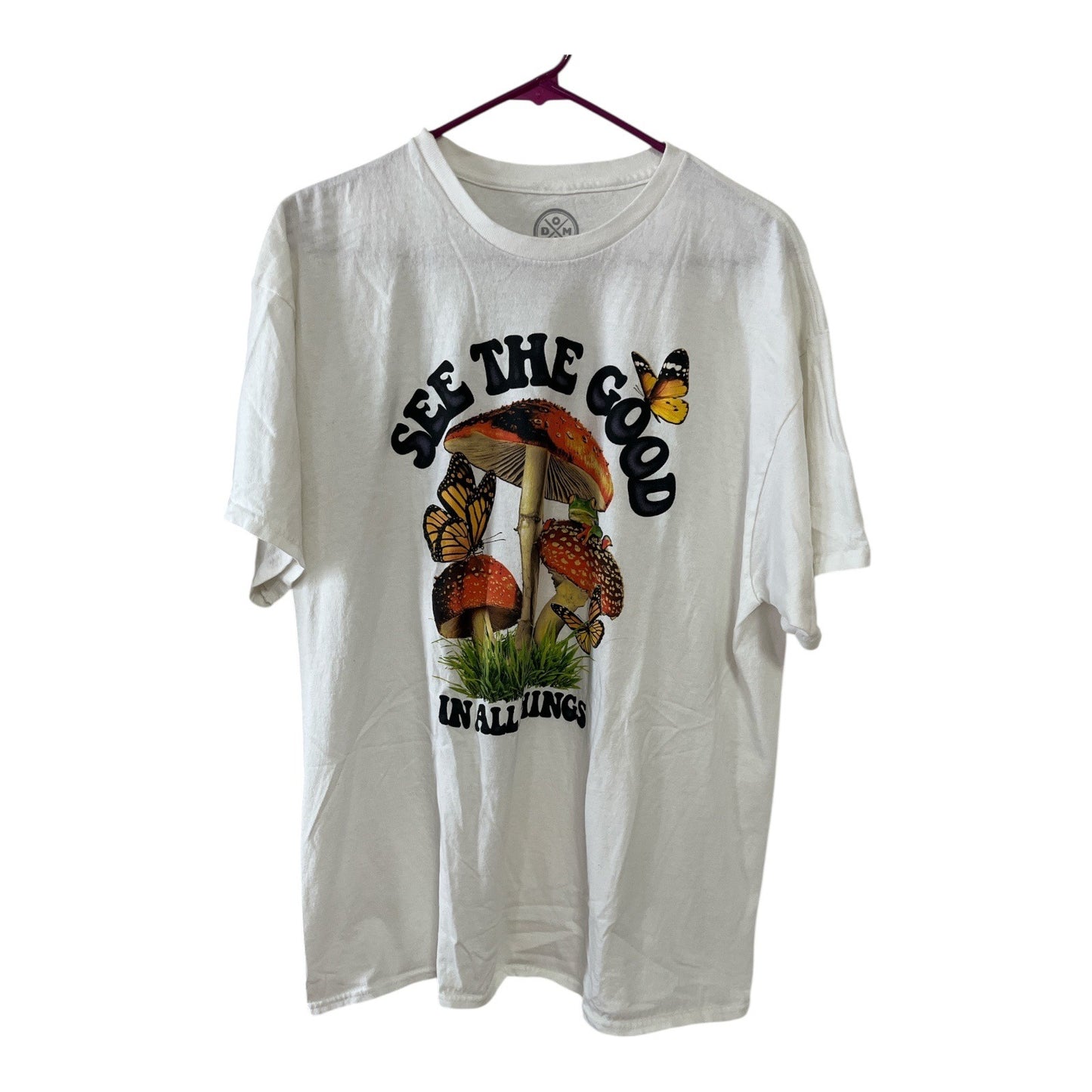 DOM “See The Good In All Things” Graphic T-Shirt Men’s Size XL – Mushrooms & Butterflies